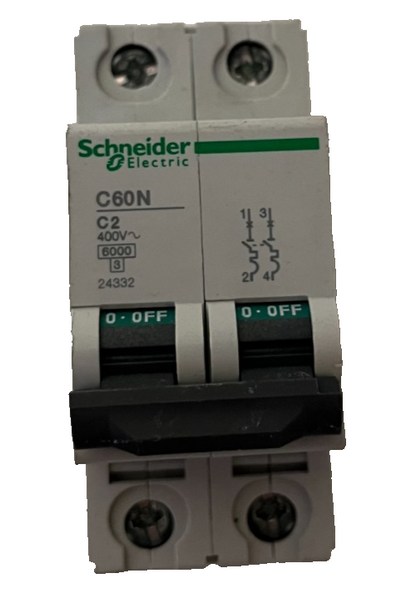 Schneider Electric C60N C2 2P 400V Miniature Circuit Breaker 6000A Used Spare