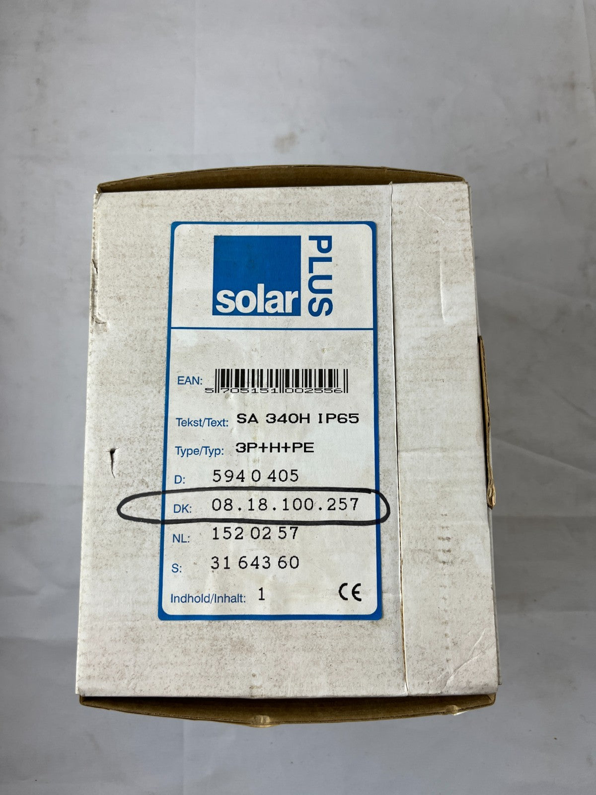 Solar Plus SA340H IP65 Rotary Isolator Switch 3P+N+PE Enclosed Switch Disconnect