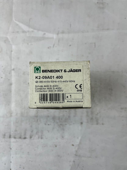 Benedikt & Jäger K2-09A01 400 Contactor 4kW 3~400V 9A 400V Coil New Spare Part