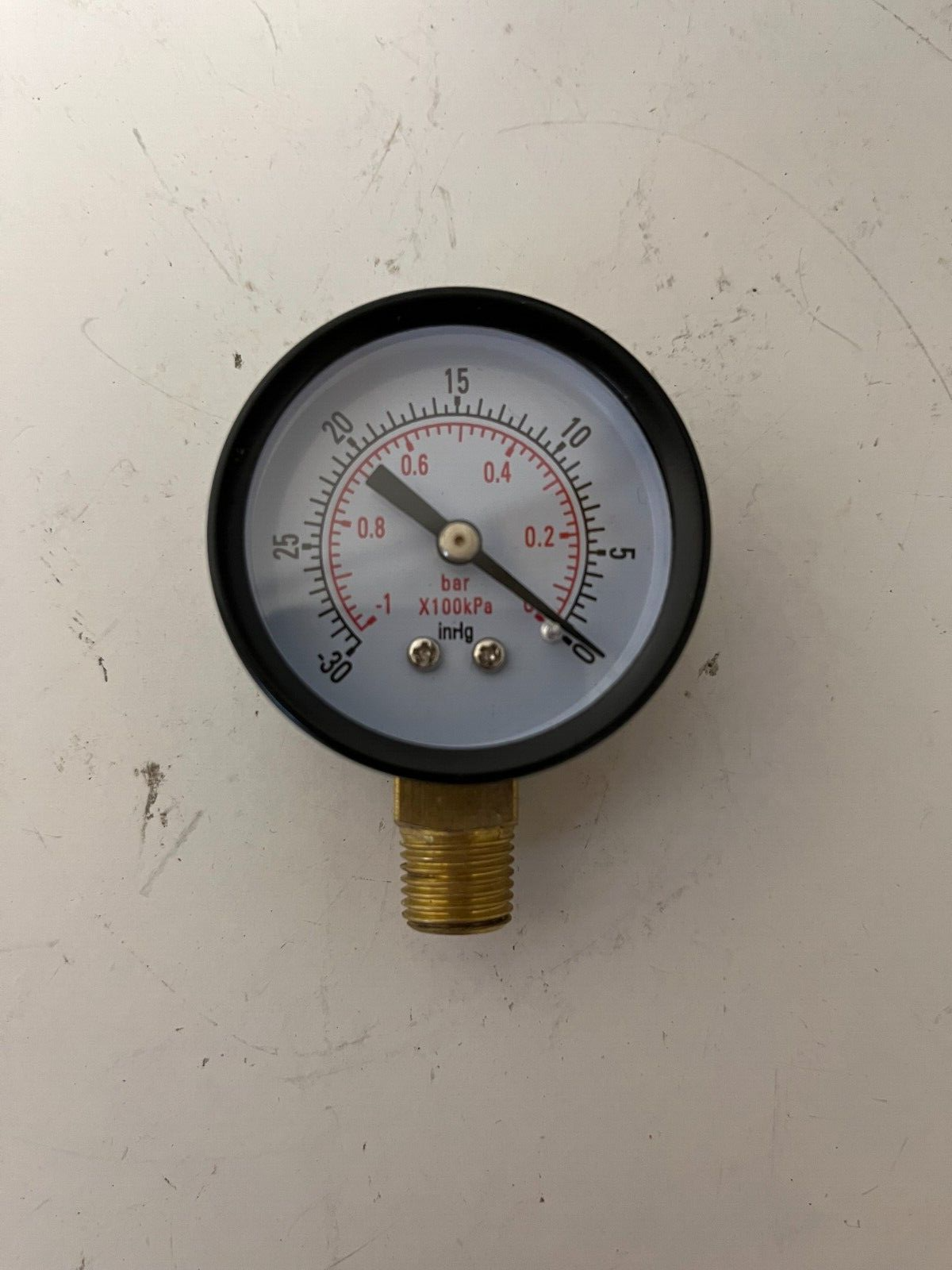 Lot of 4 Pressure Gauges 0-25 Bar / 0-1 MPa - Brass Connection - New in Box