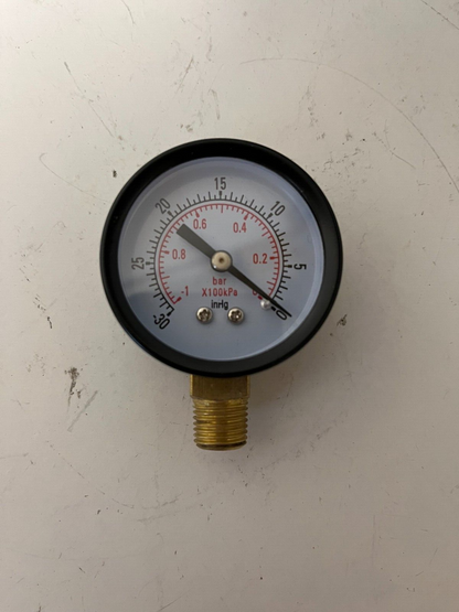 Lot of 4 Pressure Gauges 0-25 Bar / 0-1 MPa - Brass Connection - New in Box
