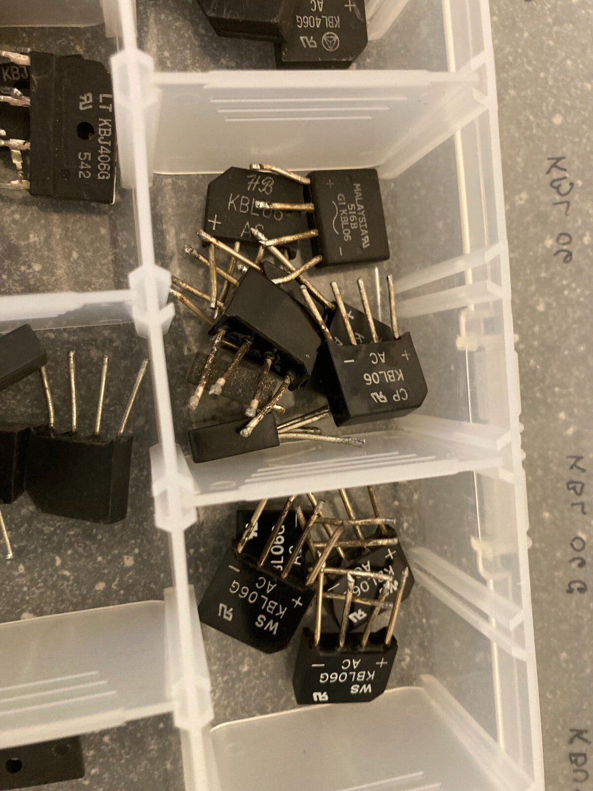 Lot of Assorted Bridge Rectifiers in Storage Case Various Models Specifications