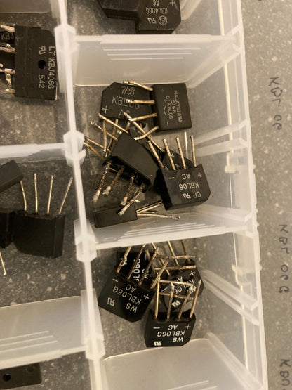Lot of Assorted Bridge Rectifiers in Storage Case Various Models Specifications