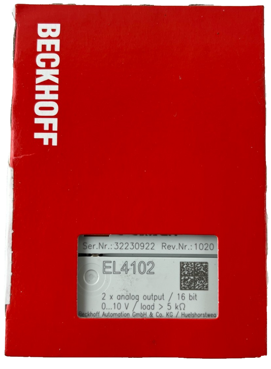 Beckhoff EL4102 EtherCAT Terminal 2‑Channel Analog Output 0–10V 16‑Bit New in Bo