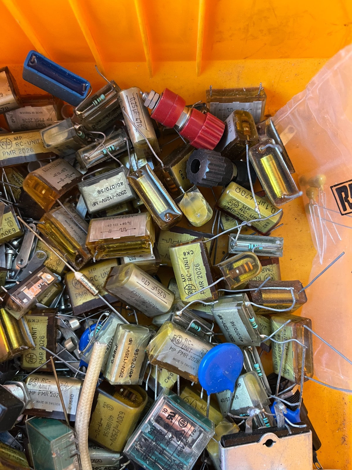 Vintage Electronics Grab Box – RC Snubber Units, Relays, Fuses, Mixed Components