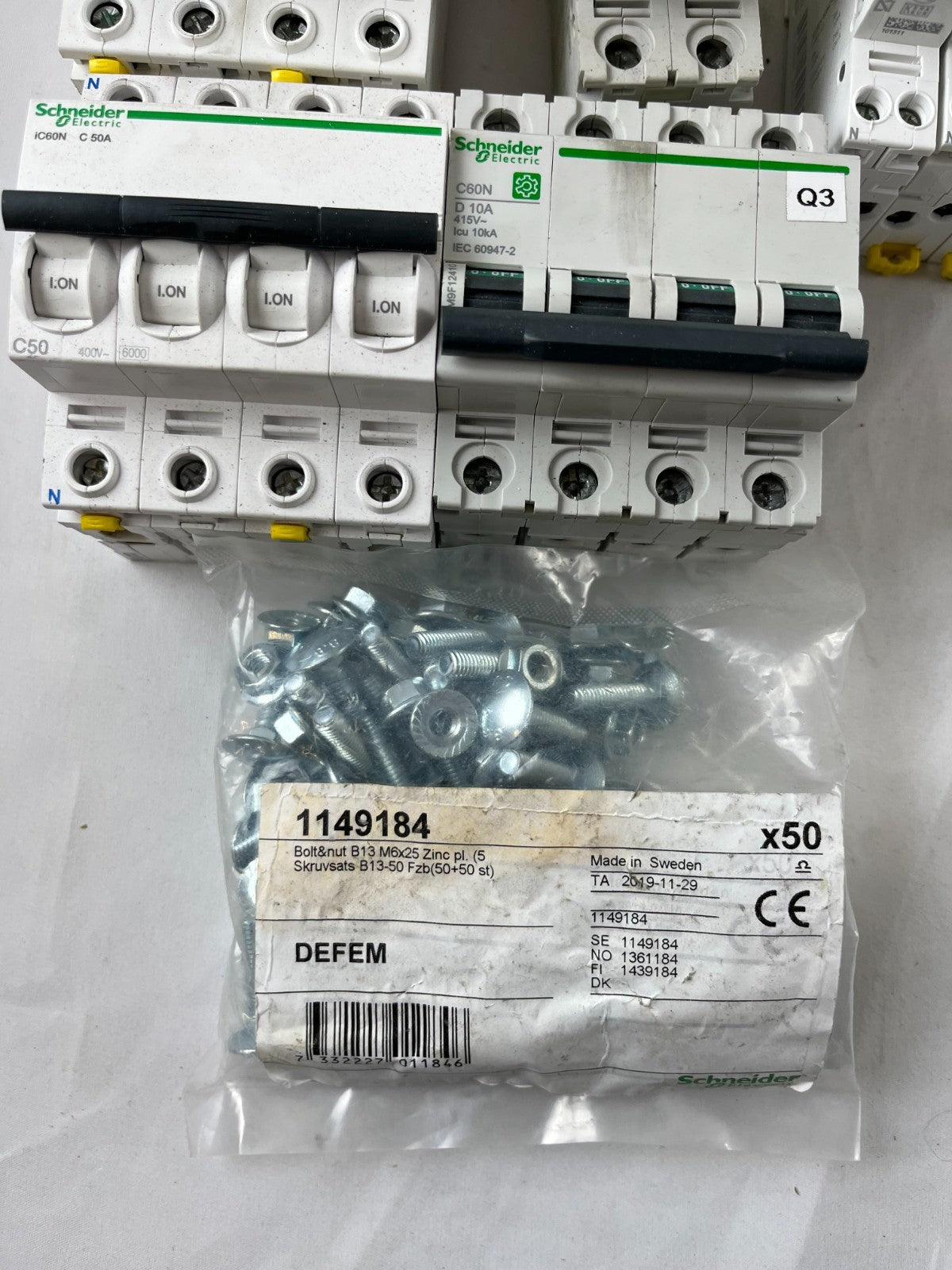 Schneider Electric iC60N Acti9 Breaker RCCB Lot C6 C10 C13 C32 C50 Used Spares