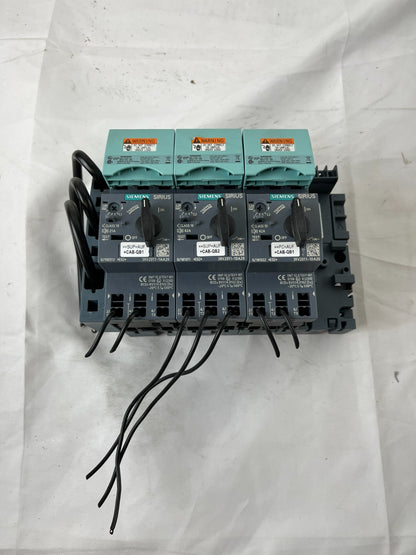 Siemens Sirius 3RV2011 Motor Starter Lot 3x MPCB 1.1-3.2A w Base Modules Used