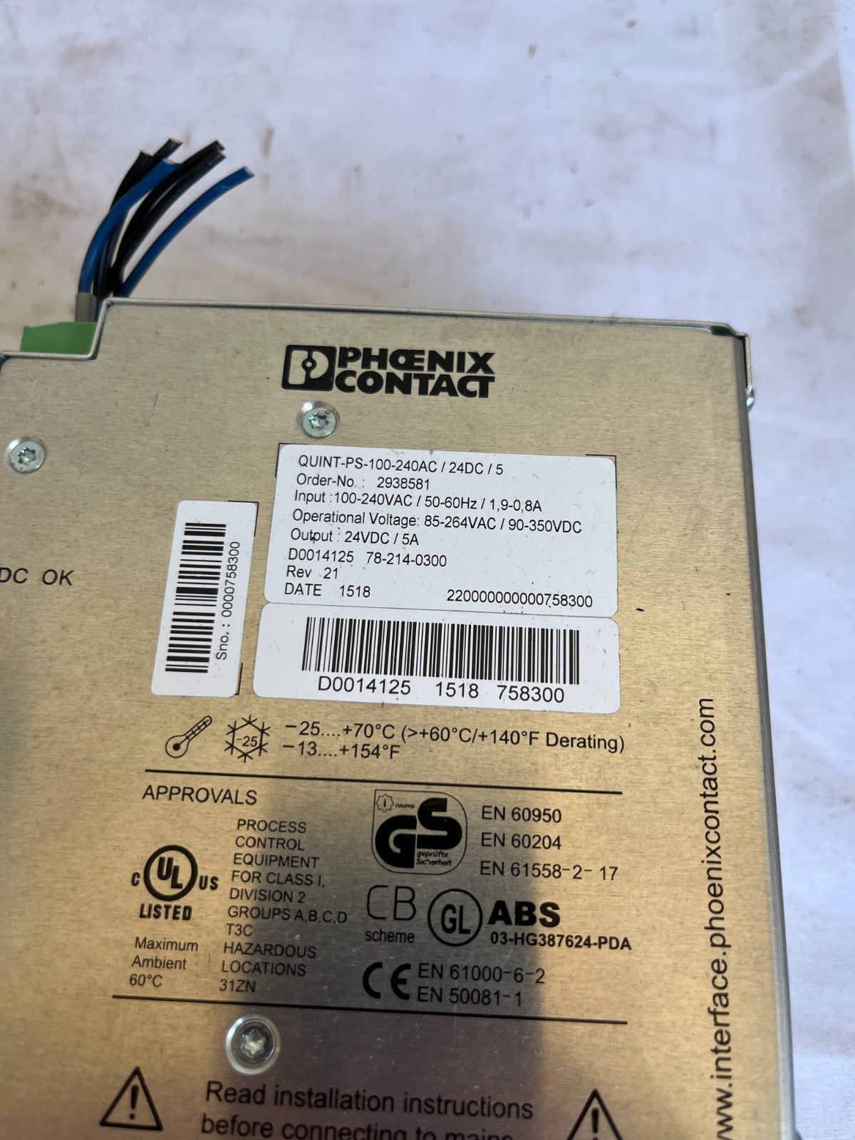 Phoenix Contact QUINT-PS-100-240AC/24DC/5 Power Supply 24V 5A Used Working Fine