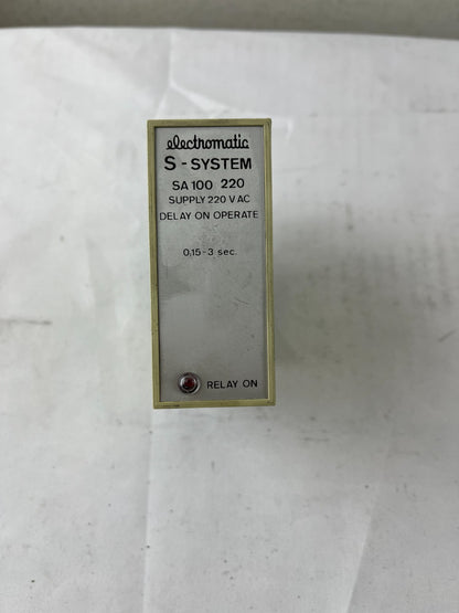 Electromatic SA100 220 Time Delay Relay 220V AC 0.15-3 Sec Delay On Operate