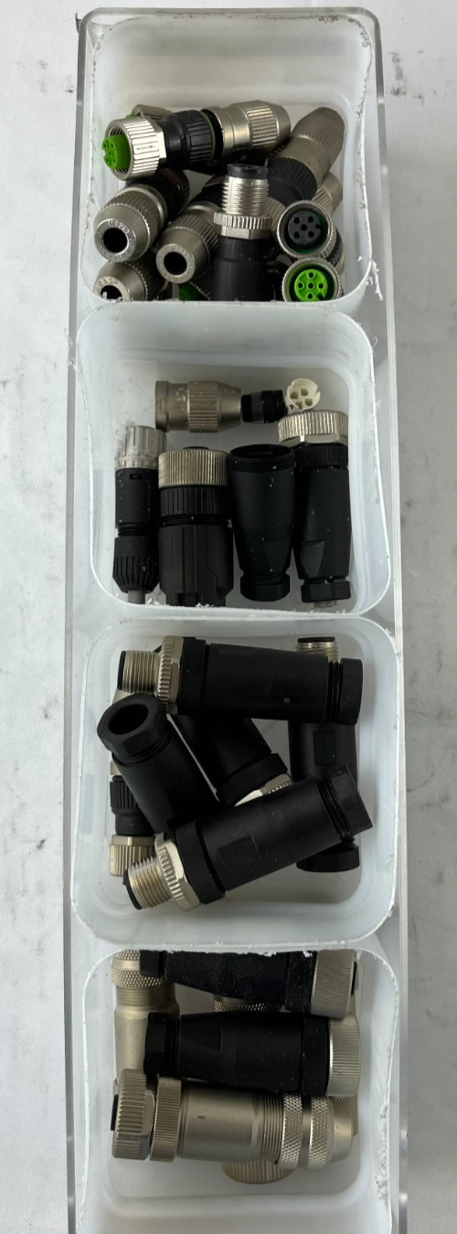M12 Field Wireable Connectors 4 & 5 Pin Angled Bundle Used Spare Parts