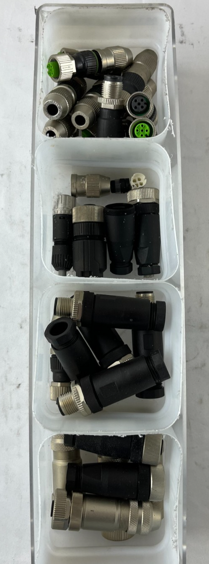 M12 Field Wireable Connectors 4 & 5 Pin Angled Bundle Used Spare Parts