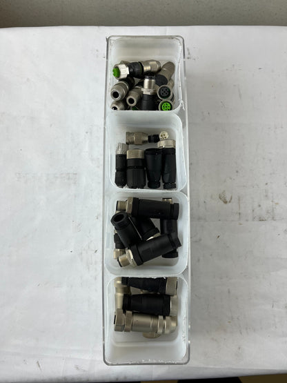 M12 Field Wireable Connectors 4 & 5 Pin Angled Bundle Used Spare Parts