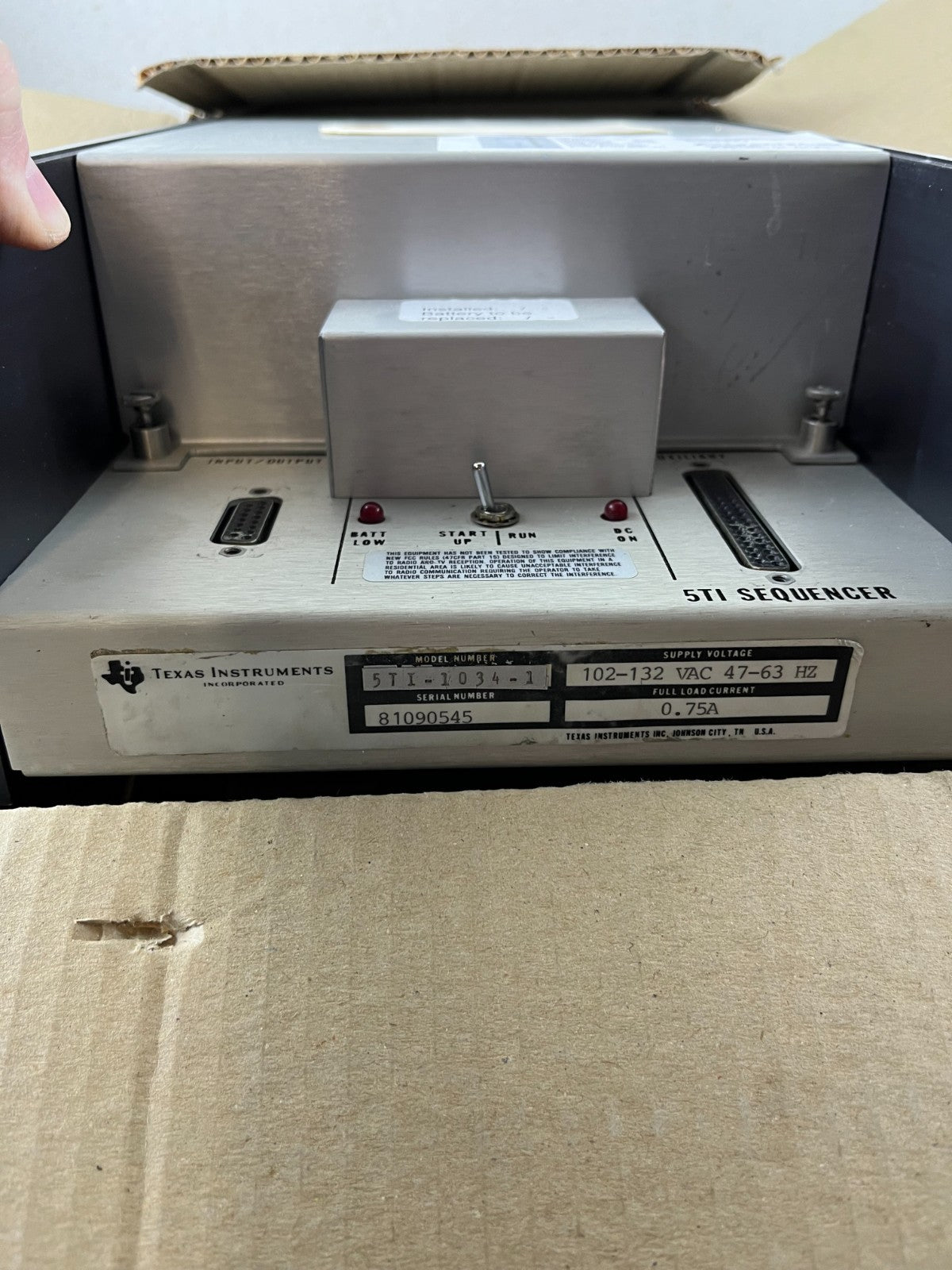 Texas Instruments 5TI-1034-1 5TI Sequencer 4K 102–132 VAC New Old Stock