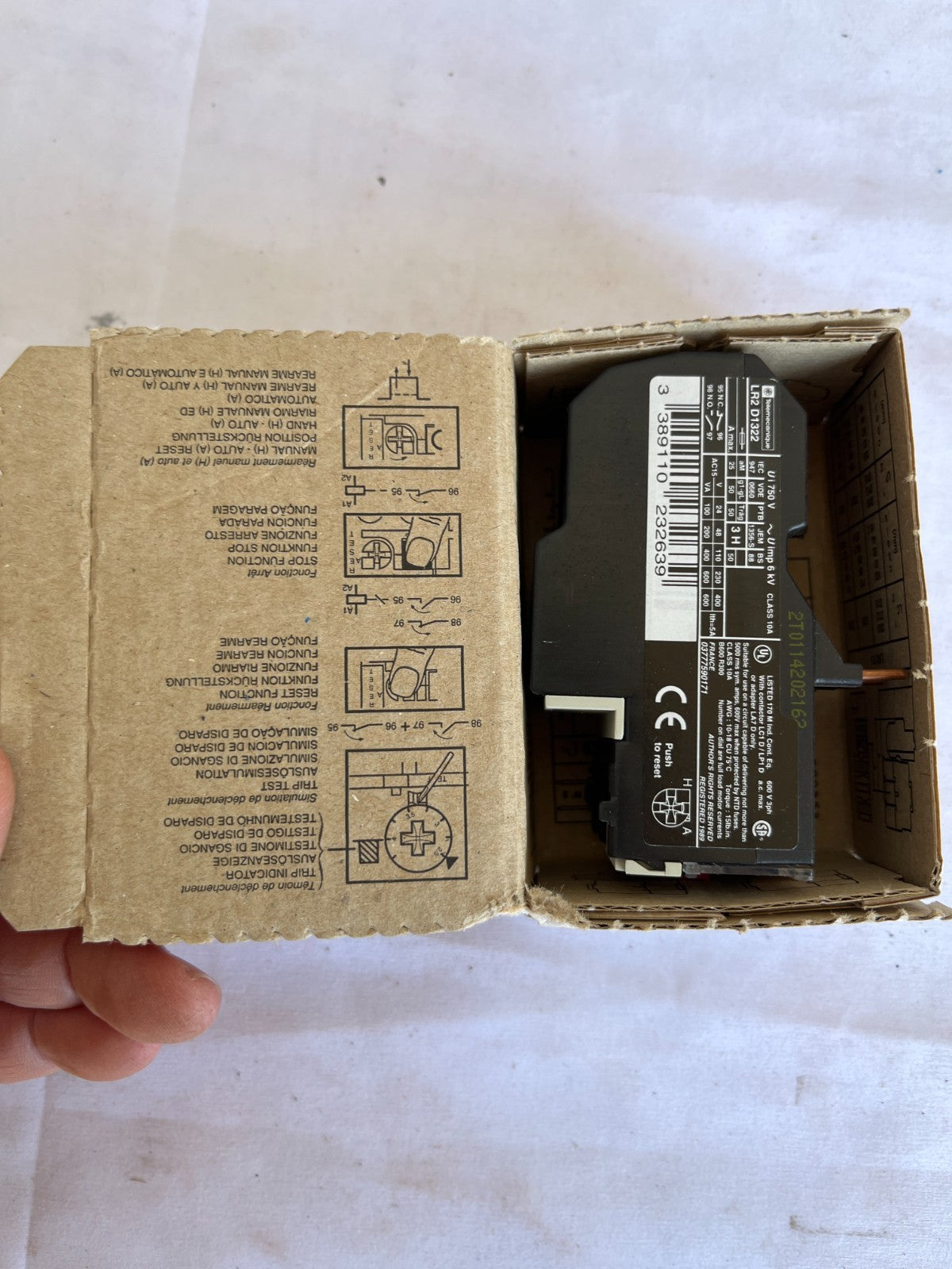 Telemecanique LR2 D1322 Thermal Overload Relay 17-25A New Spare Unit
