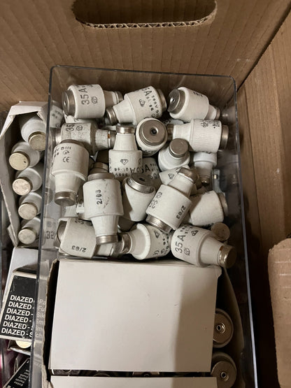 Siemens Diazed Fuse Lot Mixed Amperage 2A–35A Ceramic Industrial Used/New Bulk
