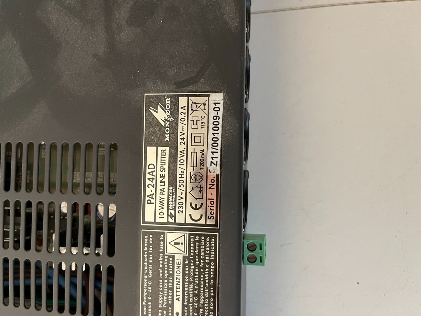 Monacor PA-24AD 10-Way PA Line Splitter Rackmount - Tested & Working