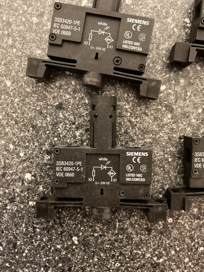 Lot of 4 Siemens 3SB3420-1PE 24V UC Industrial Contact Blocks