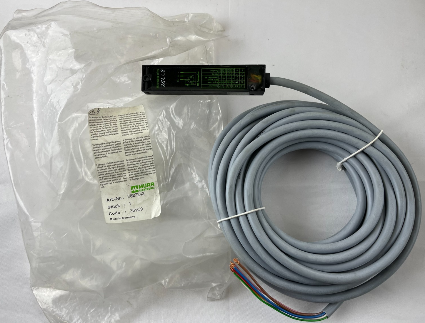 Murr Elektronik 382743 M8 3-Pin Sensor Connector Cable Code 351C9 Made Germany