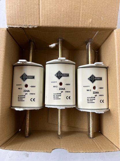 NH2 Fuse 224A 500V gG Bals Bamat 93166 3pcs New In Box Spares