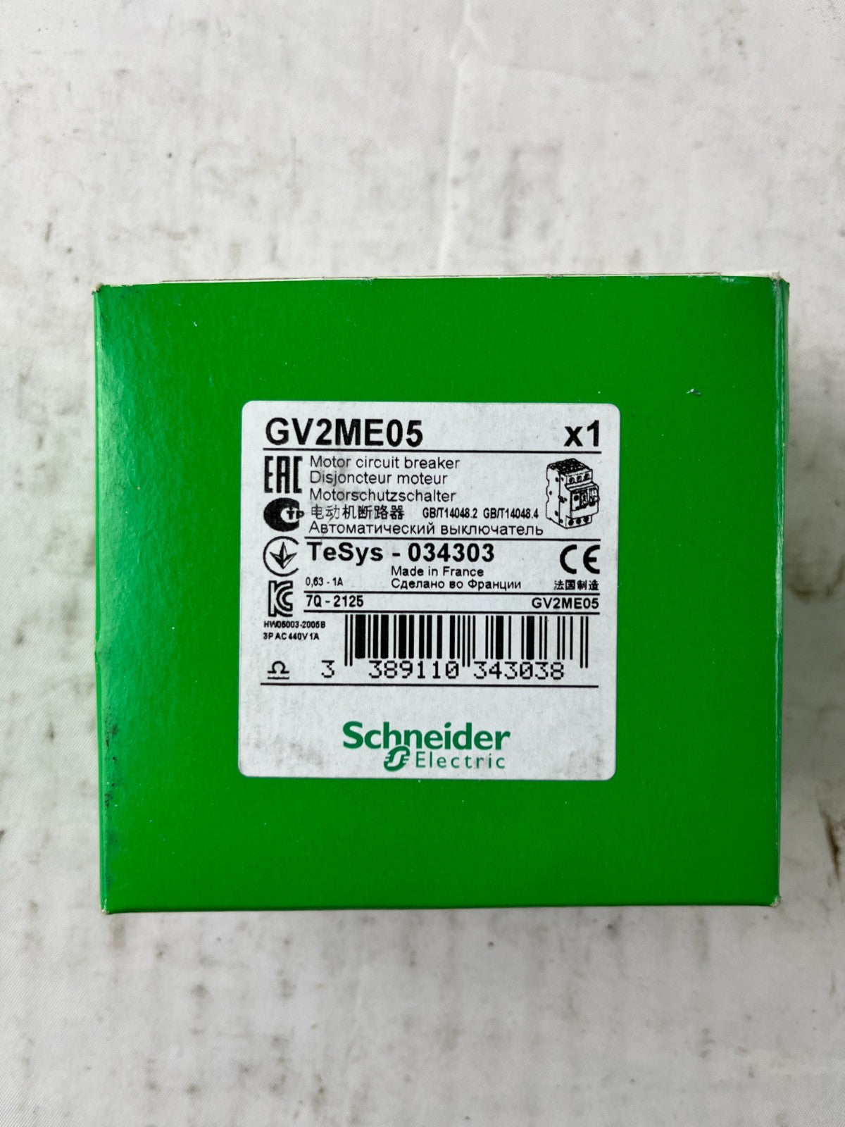 Schneider Electric GV2ME05 Motor Circuit Breaker 0.63–1 A TeSys New Box