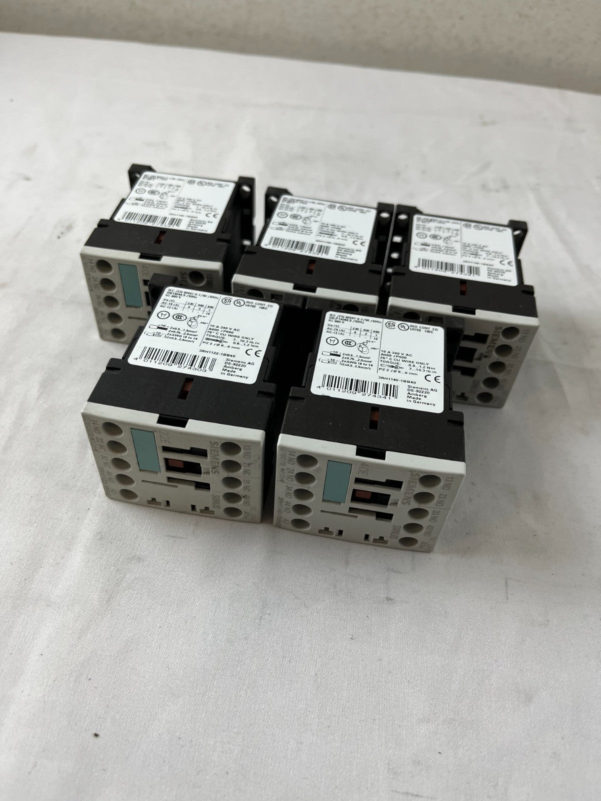 Siemens 3RH1140-1BB40 Contactor Relay 24V DC 4NO Sirius Lot 5pcs Used Spares