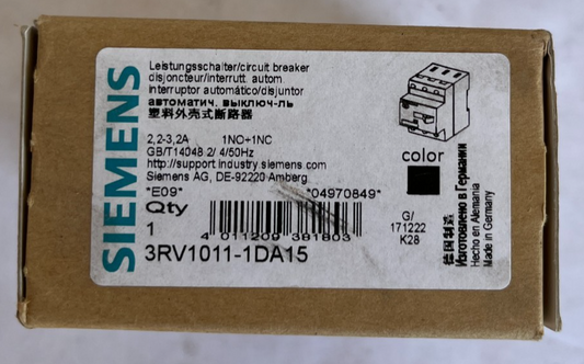 Siemens 3RV1011-1DA15 Sirius Circuit Breaker 2.2-3.2A New Spare Unit