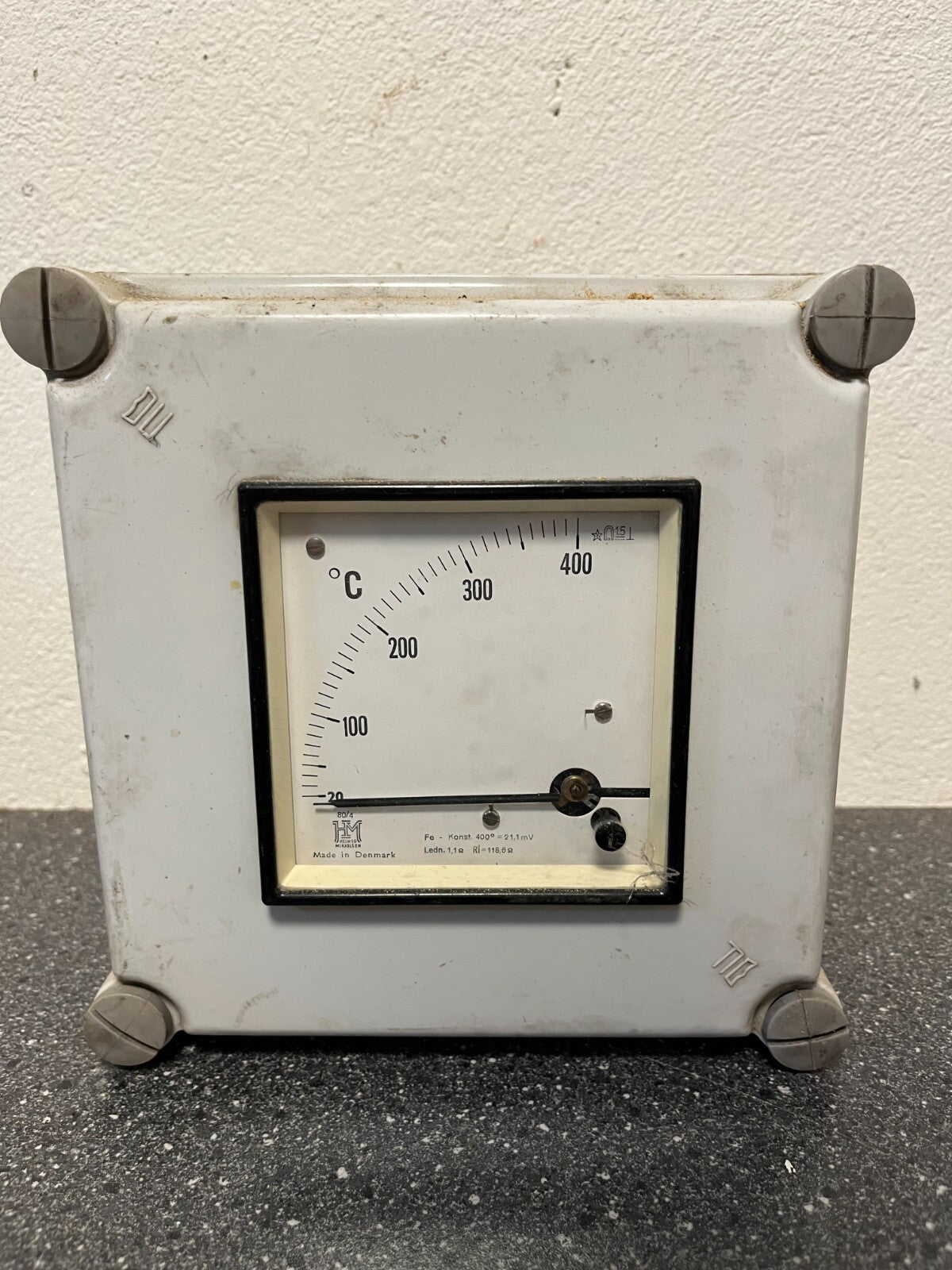 Vintage H. Helweg Mikkelsen Industrial Analog Temperature Gauge 0-400°C Denmark