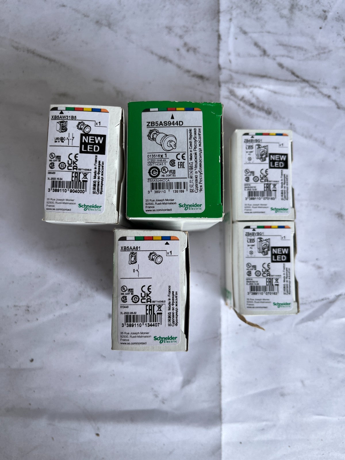 Schneider Harmony Xb5 Pilot Light And E‑Stop Heads New Led Lot Of 5x Units
