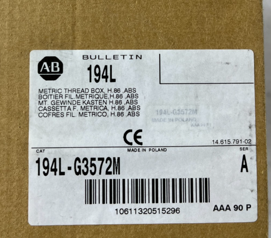 Allen-Bradley 194L-G3572M ABS Metric Enclosure for 194E A25/32 Switches New