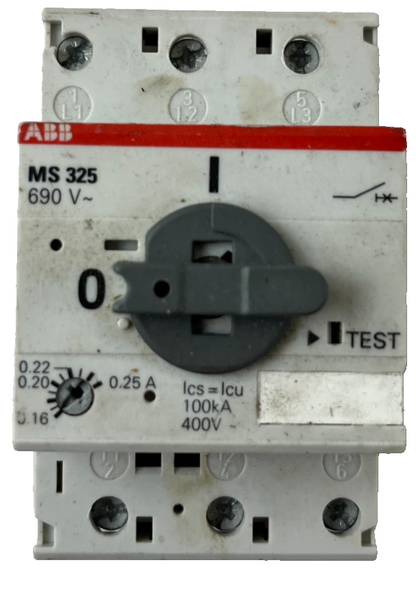 ABB MS325 Motor Protection Circuit Breaker 0.16-0.25A 690V Used Spare Unit