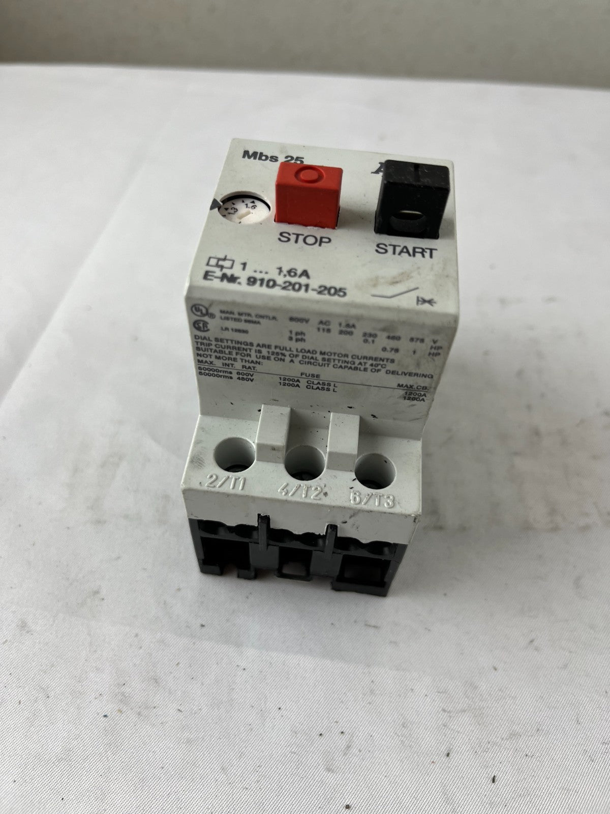 AEG Mbs 25 Manual Motor Starter 1–1.6A 3‑Pole 600V AC Used Spare Part
