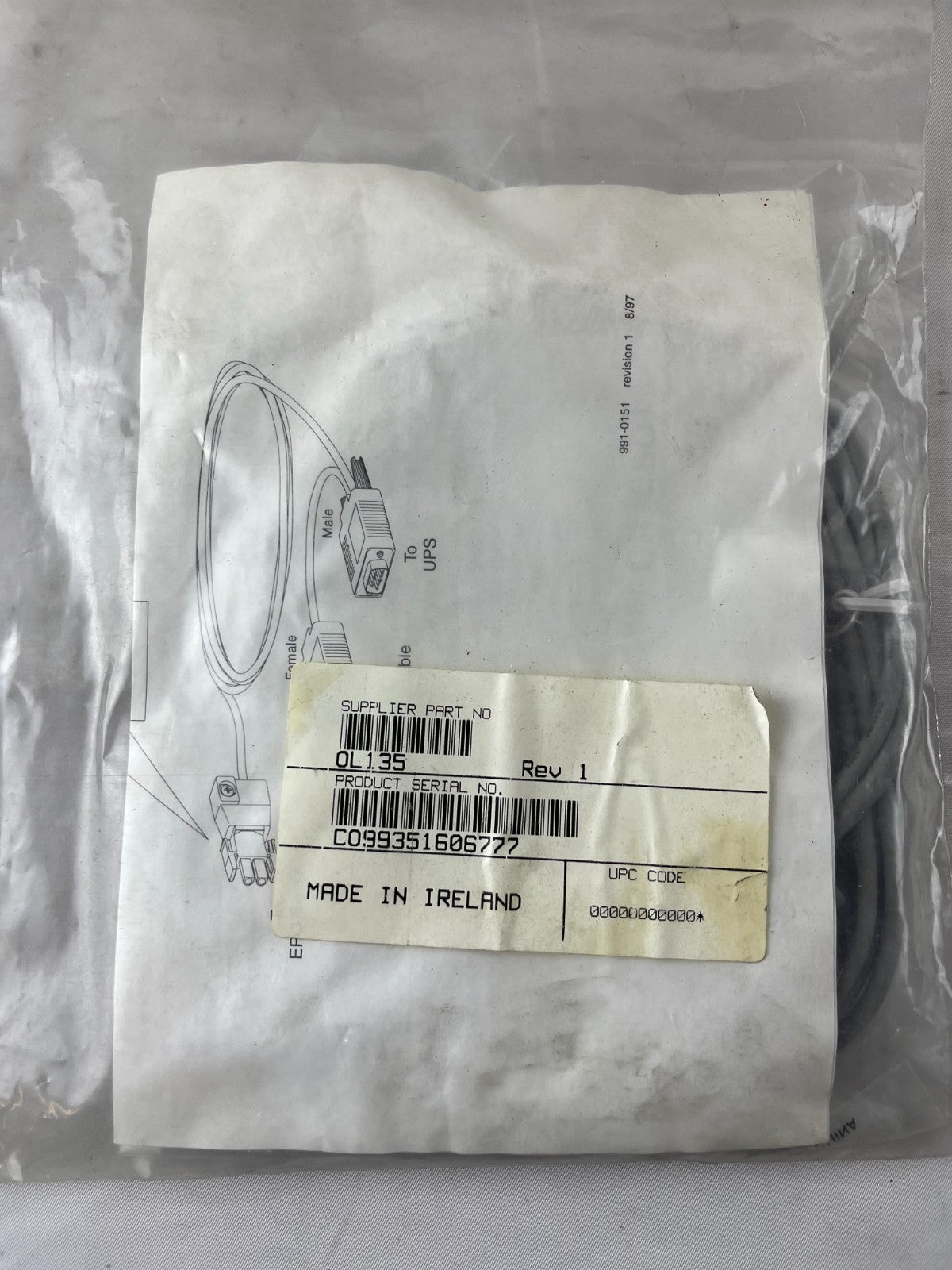IBM / APC UPS Serial Interface Cable OL135 991‑0151 New in Box