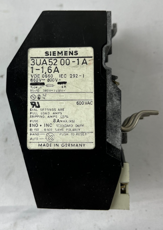 Siemens 3UA5200-1A 1–1.6 A Thermal Overload Relay Used Spare Part