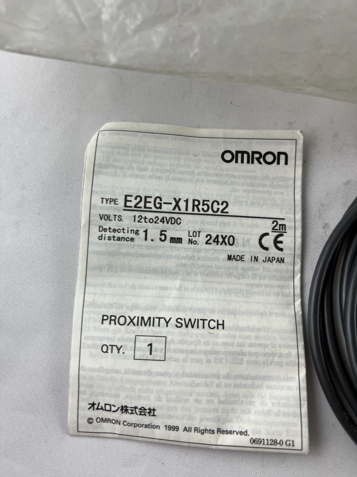 Omron E2EG-X1R5C2 Proximity Switch 12-24VDC 1.5mm 2m Cable New Spare Unit