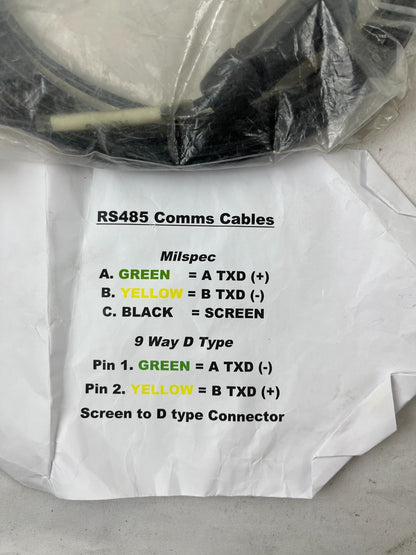 Rs485 Db9 9‑Way D‑Type Comms Cable Milspec New 1 Piece Spare Unit