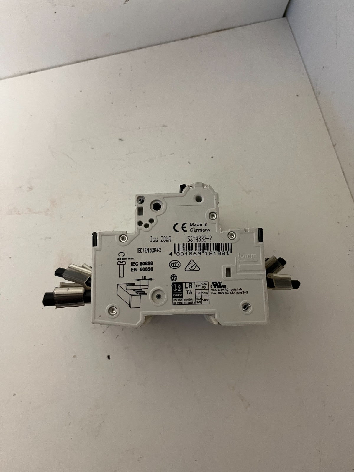 Siemens 5SY43 C32 3-Pole MCB 32A 400V w/ 5ST3010 Aux Switch Used Spare Unit