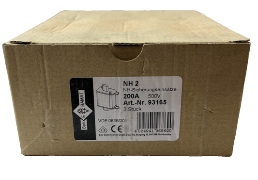 ETI NH2C NV2C 200A 500V NH Fuse gG 120kA IEC 60269 Lot of 3 NEW Units