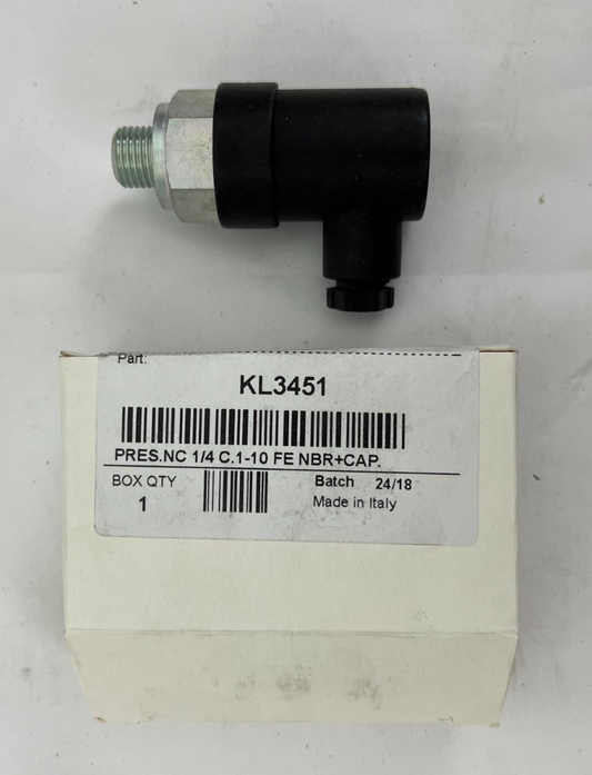 KL3451 Pressure Switch 1/4" 1-10 Bar NC NBR+Cap Made in Italy New Unused