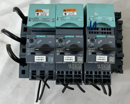 Lot of 3x Siemens Sirius 3RV2021 Motor Protection Breakers 3RV2011-1JA20 Used