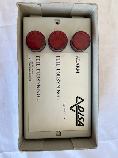 DISA NFUA 2 Ventilation Alarm Panel 3 Red Lamps New Spare Unit Danish