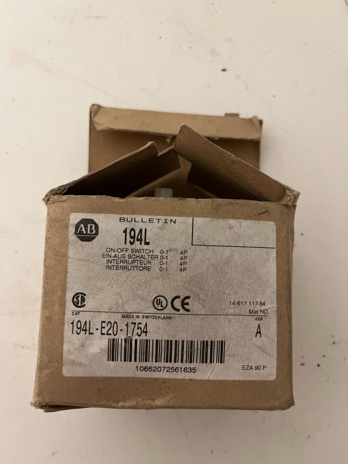 Allen-Bradley 194L-E20-1754 Load Switch, 20A 600V, NEW in Box, Series A 1 Pcs