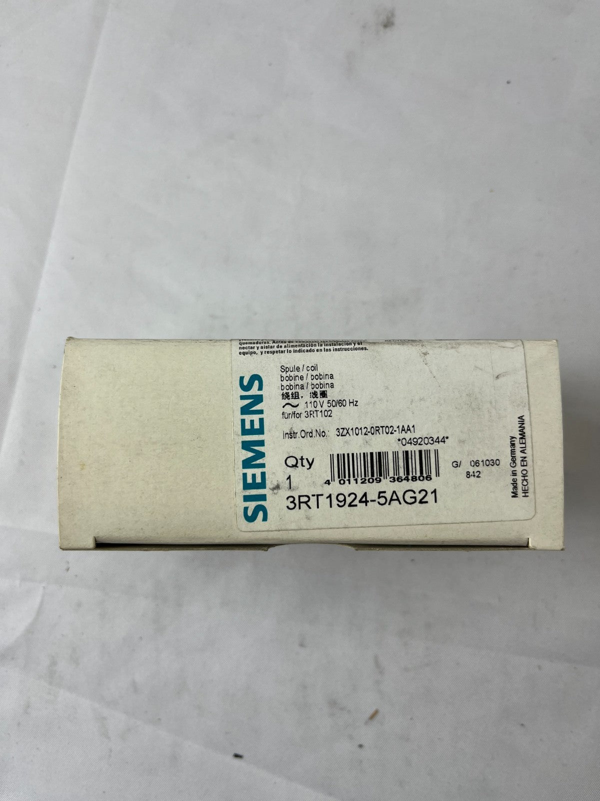 Siemens 3RT1924-5AG21 SIRIUS Magnetic Coil 110 V AC 50/60 Hz for 3RT1023–3RT1026