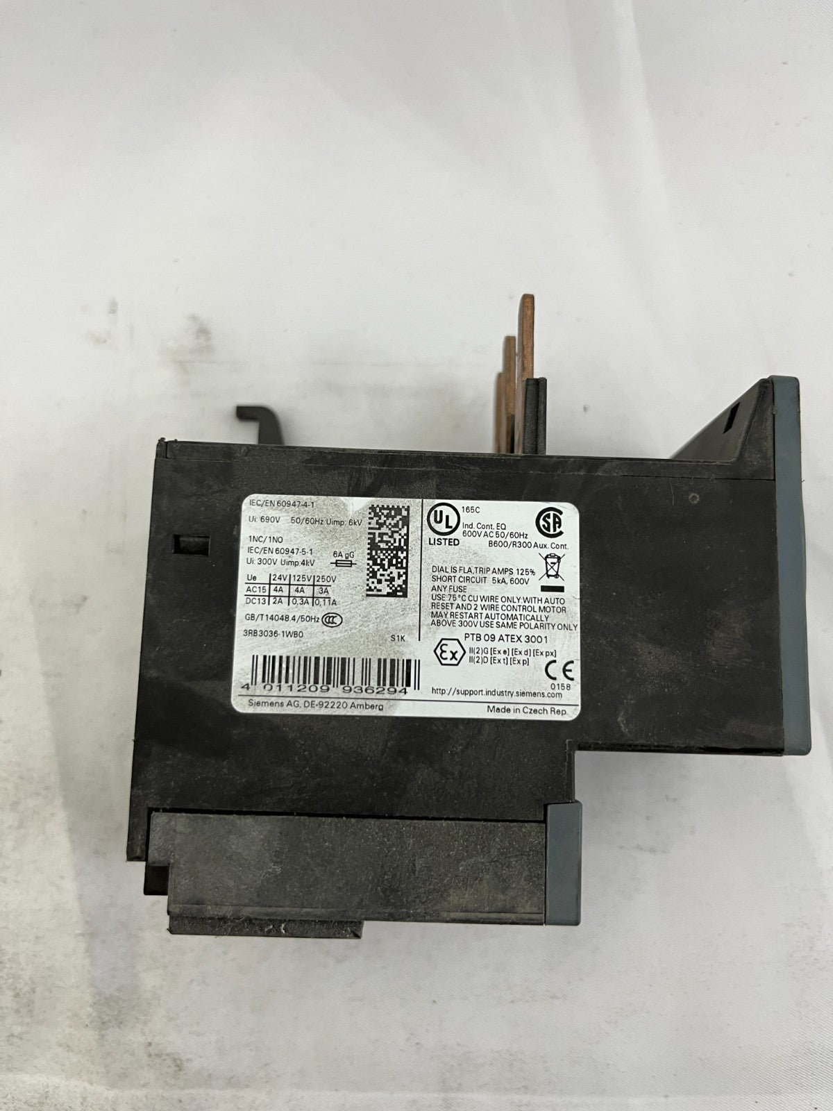 Siemens SIRIUS 3RB3036-1WB0 Overload Relay 20–80A Electronic Class 10E S2 Used