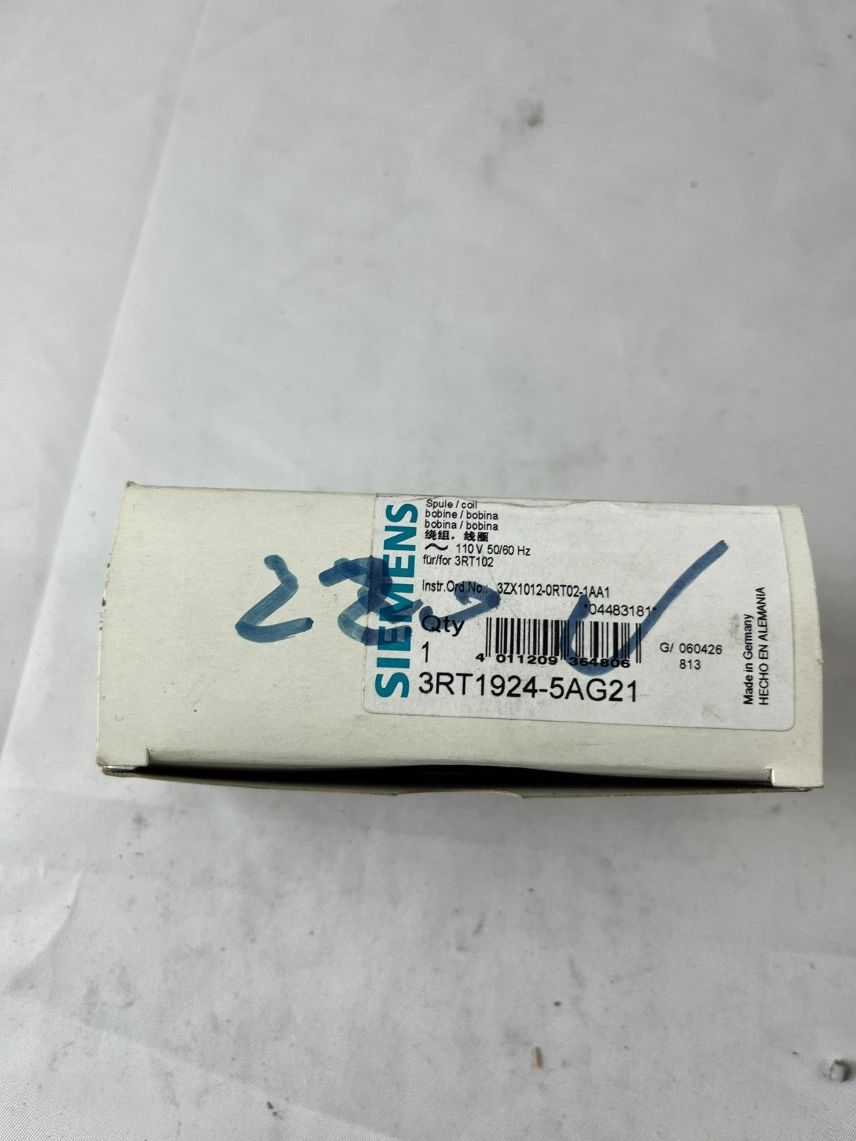 Siemens 3RT1924-5AG21 SIRIUS Magnetic Coil 110 V AC 50/60 Hz for 3RT1023–3RT1026
