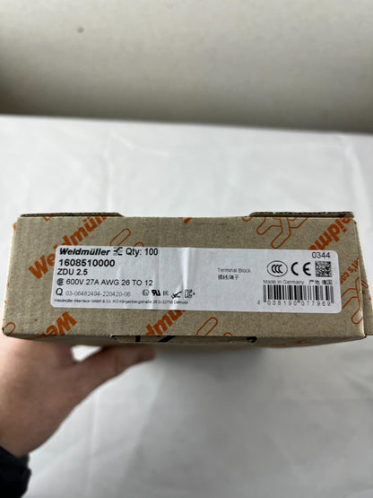 Weidmuller ZDU 2.5 Terminal Block NEW Box 100pcs 600V 27A DIN Rail Made Germany