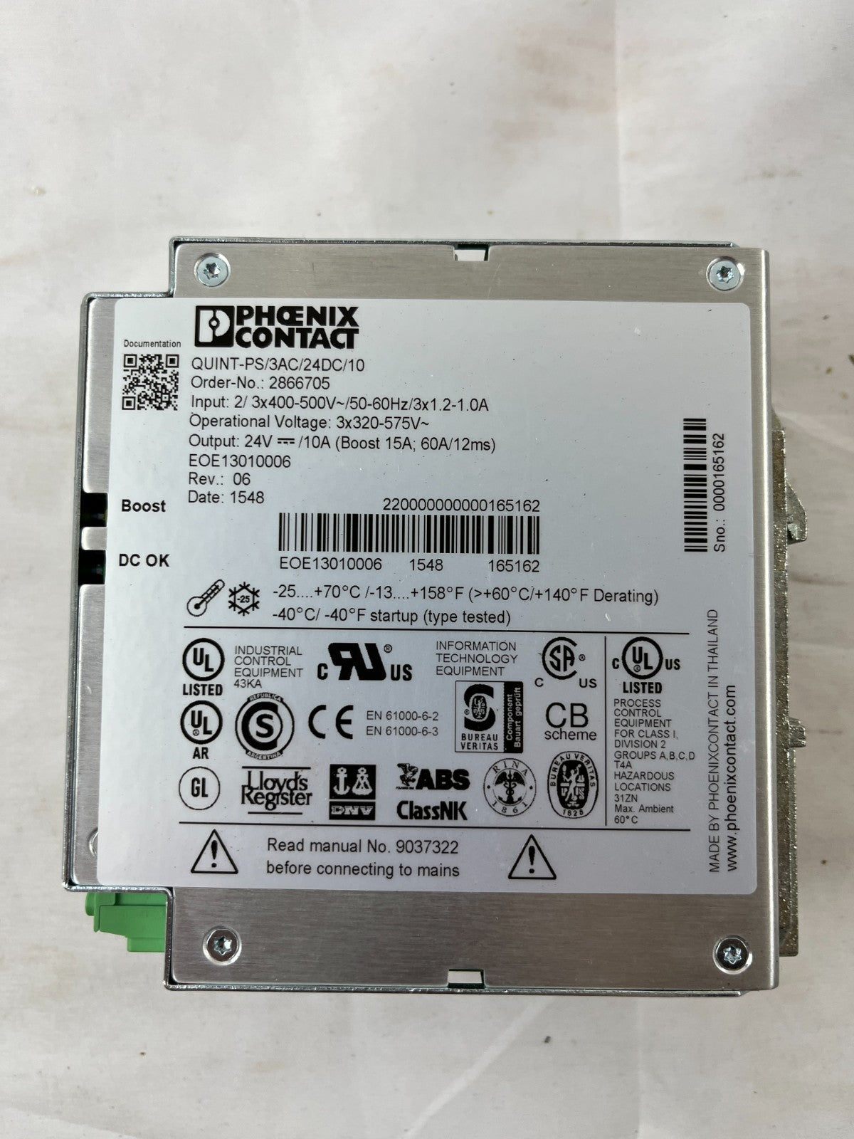 Phoenix Contact QUINT-PS/3AC/24DC/10 2866705 Power Supply 24VDC 10A Used Spare