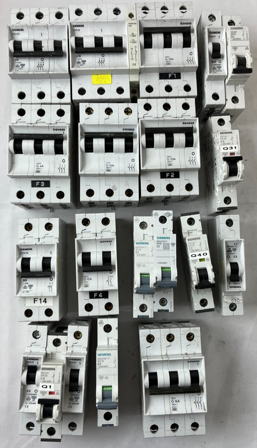 Siemens 5SX2 5SL61 MCB Breaker Lot C2 C4 C6 C10 C16 G20 Mixed Used Spares