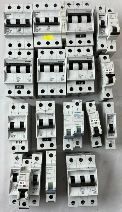 Siemens 5SX2 5SL61 MCB Breaker Lot C2 C4 C6 C10 C16 G20 Mixed Used Spares