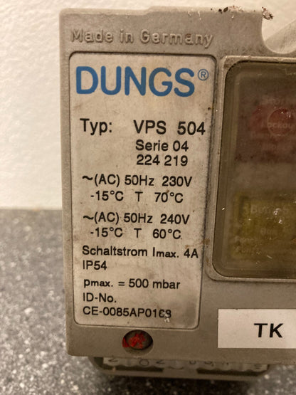 Old Dungs VPS 504 Gas Valve Proving System - 230/240V, 500 mbar, IP54, Germany