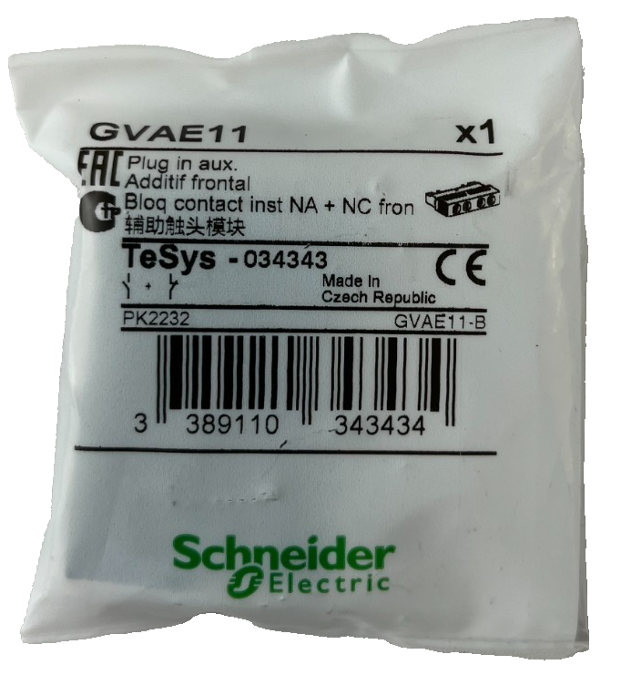 Schneider Electric GVAE11 TeSys Auxiliary Contact Block 1NO+1NC Front Mount New
